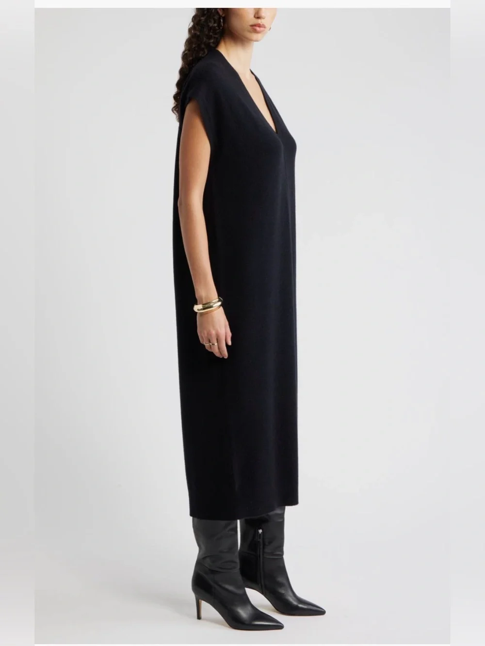NWOT NORDSTROM BRAND Wool & Cashmere Blend Black V-neck Sweater Dress
Size Small - Picture 4 of 11